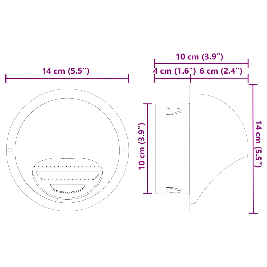 Pokrovi za zračne ventile 2 pcs srebrna 100 mm Nerjaveče jeklo - slika 11