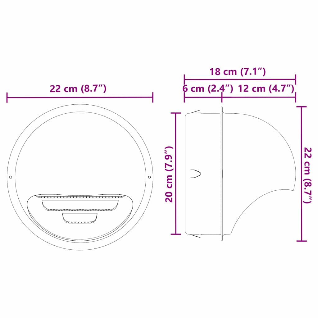 Luchtventilatie roosters 2 pcs Zilver 200 mm Roestvrij staal image 11