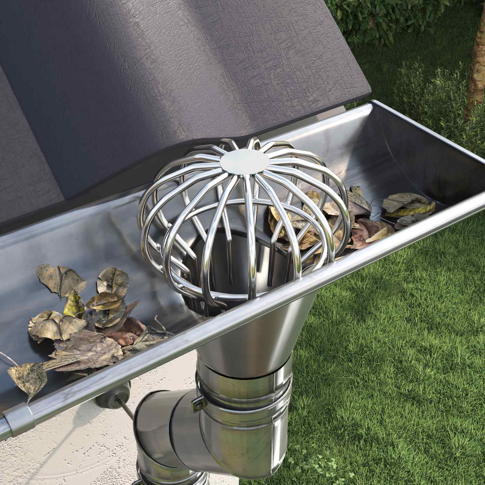 Zaščita za listje na žlebu 8 pcs srebrna 110 mm Nerjaveče jeklo - slika 4