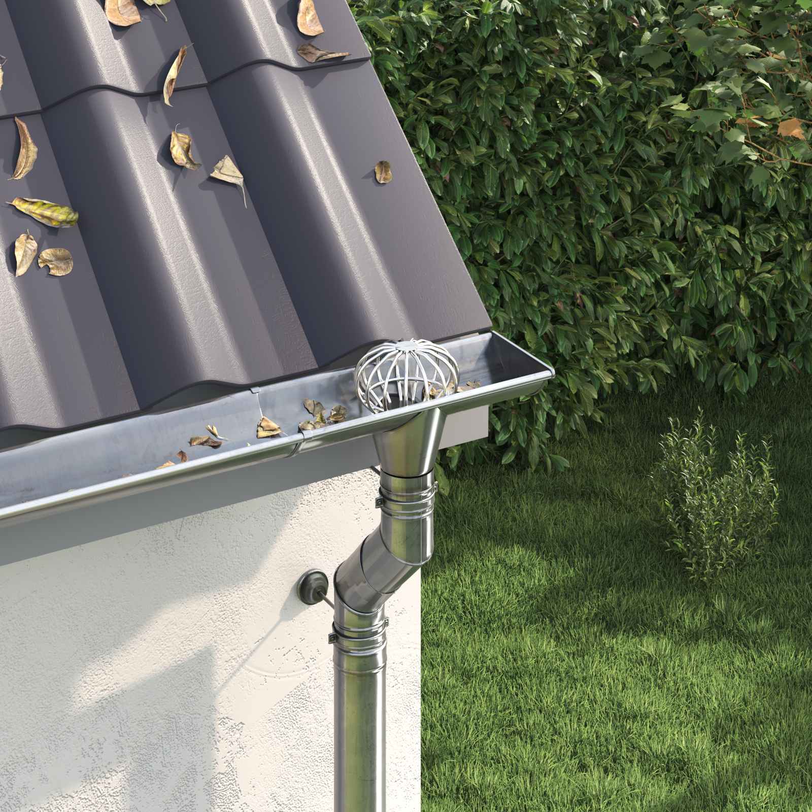 Zaščita za listje na žlebu 8 pcs srebrna 110 mm Nerjaveče jeklo