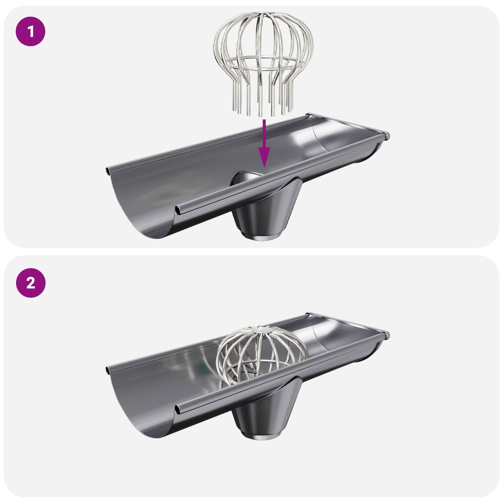 Zaščita za listje na žlebu 8 pcs srebrna 110 mm Nerjaveče jeklo - slika 9