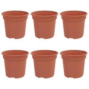 Kulatý květináč 6 pcs Cihlově červená Ø 15 x 12 cm Plast - obrázek 2