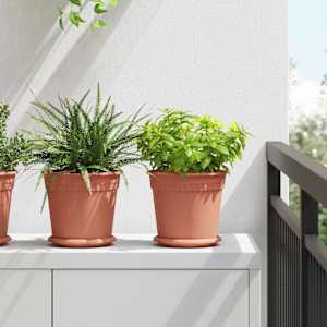 Kulatý květináč 6 pcs Cihlově červená Ø 19 x 16 cm Plast - obrázek 1