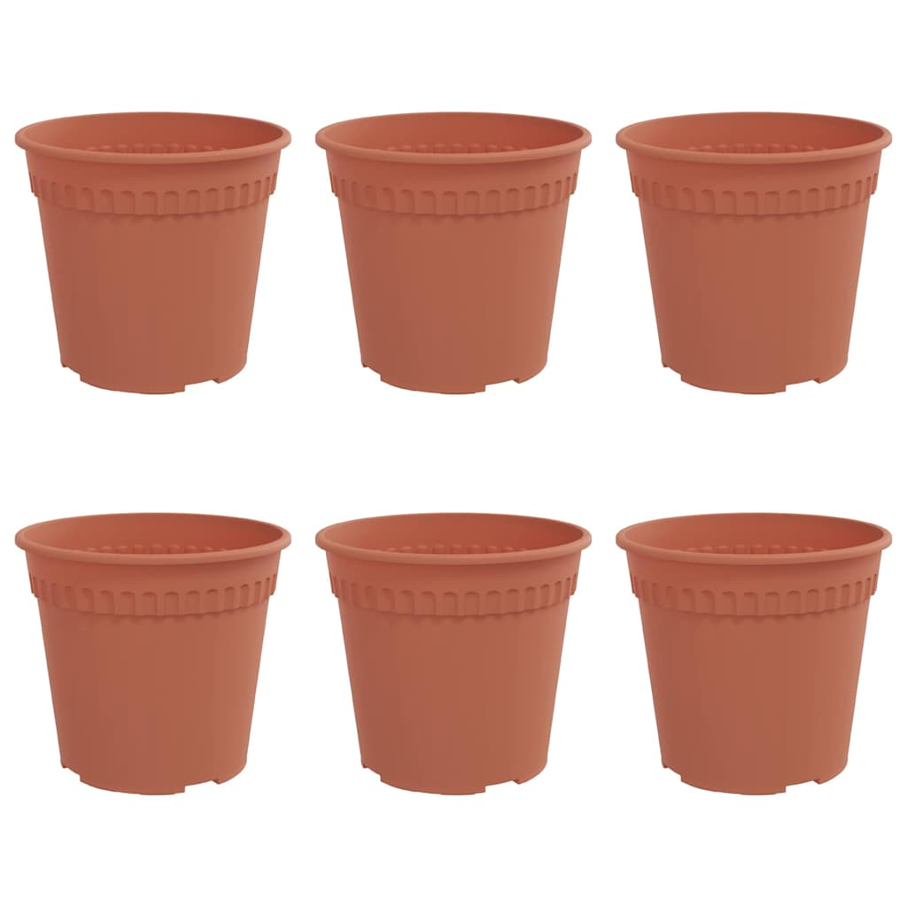 Thumbnail - vidaXL Runder Blumentopf 6 pcs Ziegelrot Ø 19 x 16 cm Kunststoff