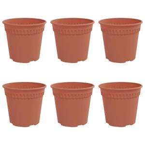 Kulatý květináč 6 pcs Cihlově červená Ø 19 x 16 cm Plast - obrázek 2