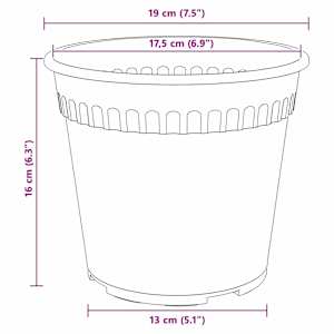 Kulatý květináč 6 pcs Cihlově červená Ø 19 x 16 cm Plast - obrázek 9