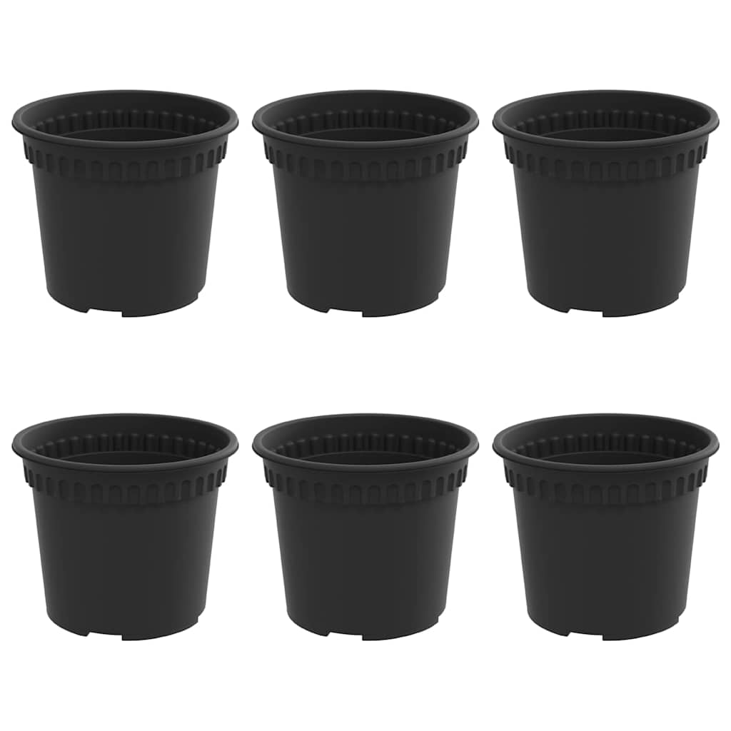 Thumbnail - vidaXL Runder Blumentopf 6 pcs Schwarz Ø 12,5 x 10 cm Kunststoff