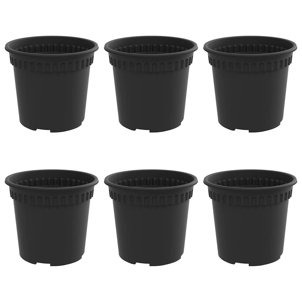 Thumbnail - vidaXL Runder Blumentopf 6 pcs Schwarz Ø 15 x 12 cm Kunststoff