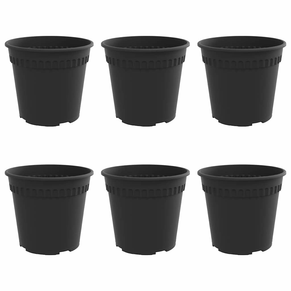 Thumbnail - vidaXL Runder Blumentopf 6 pcs Schwarz Ø 17 x 14 cm Kunststoff