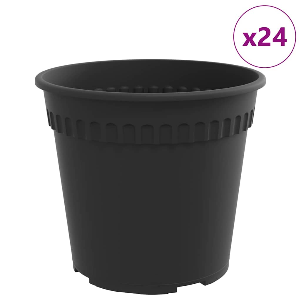 Thumbnail - vidaXL Runder Blumentopf 24 pcs Schwarz Ø 17 x 14 cm Kunststoff