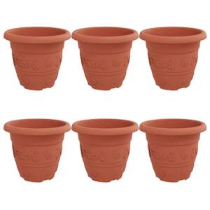 Kulatý květináč 6 pcs Cihlově červená Ø 26 x 21.5 cm Plast - obrázek 2