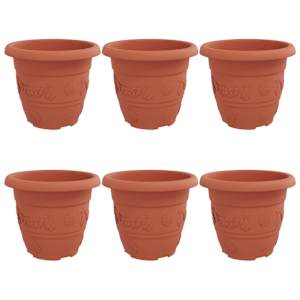 Kulatý květináč 6 pcs Cihlově červená Ø 26 x 21.5 cm Plast - obrázek 2