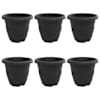 vidaXL &Uuml;mmargune lillepott 6 tk Must &Oslash; 22 x 18 cm Plastmass