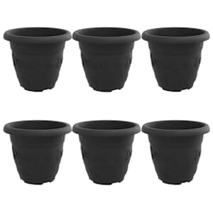 Kulatý květináč 6 pcs Černá Ø 26 x 21.5 cm Plast - obrázek 2