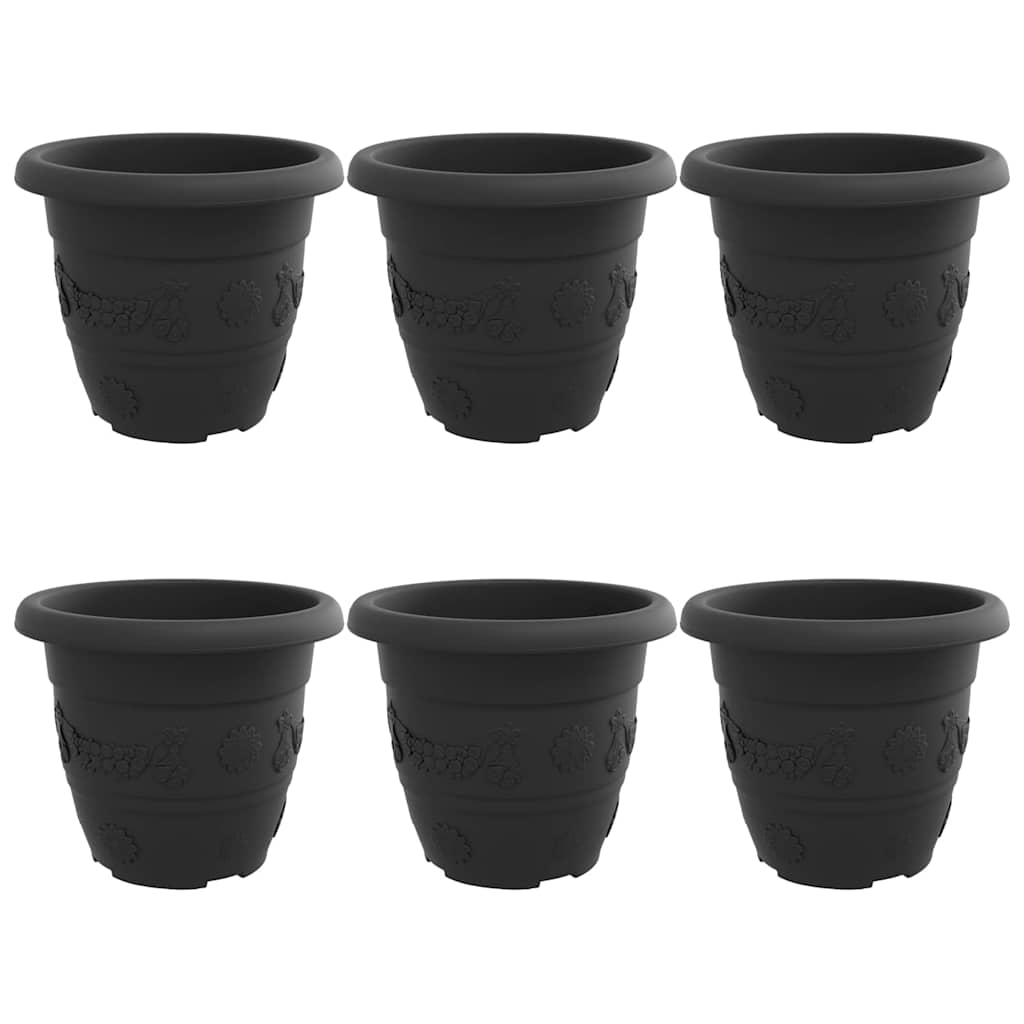 Thumbnail - vidaXL Runder Blumentopf 6 pcs Schwarz Ø 26 x 21,5 cm Kunststoff