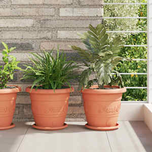 Okrogli cvetlični lonec 24 pcs Kamnito rdeča Ø 26 x 21.5 cm