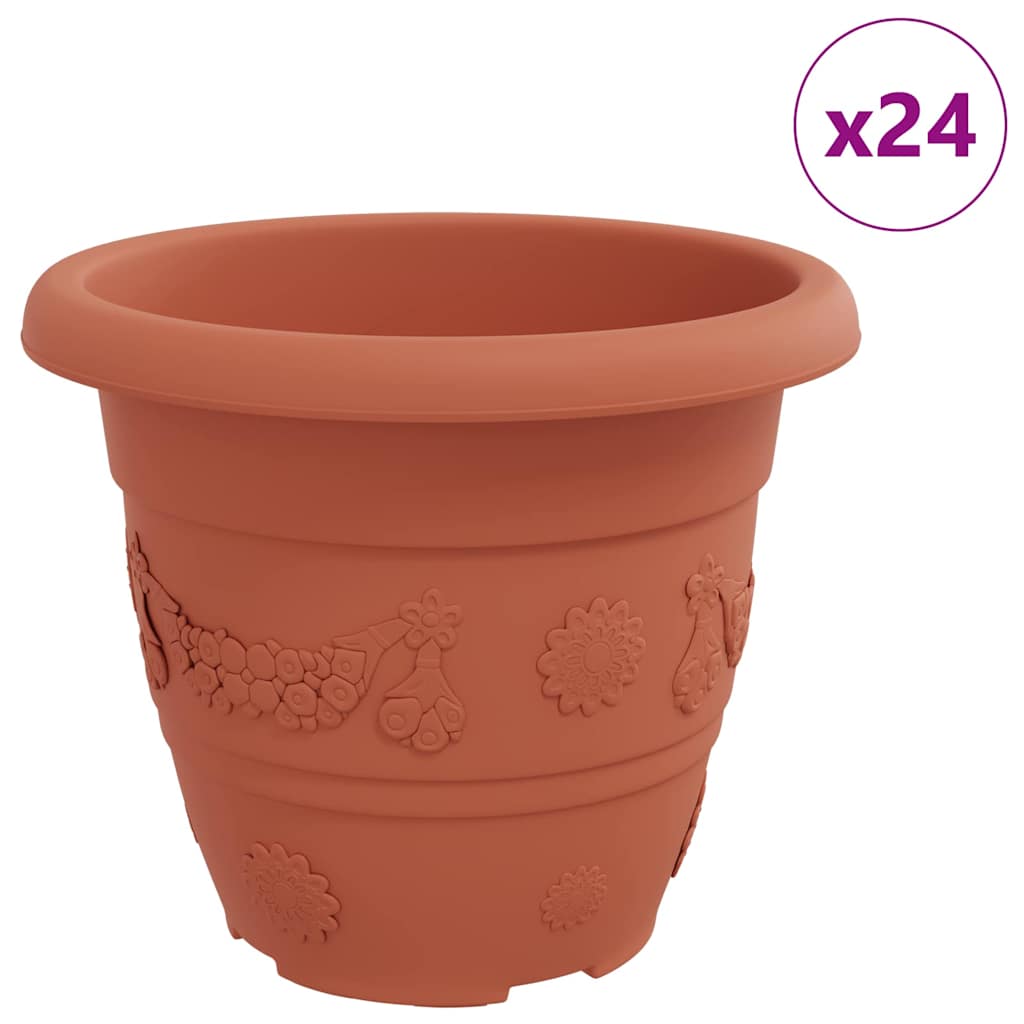 Thumbnail - vidaXL Runder Blumentopf 24 pcs Ziegelrot Ø 26 x 21,5 cm Kunststoff