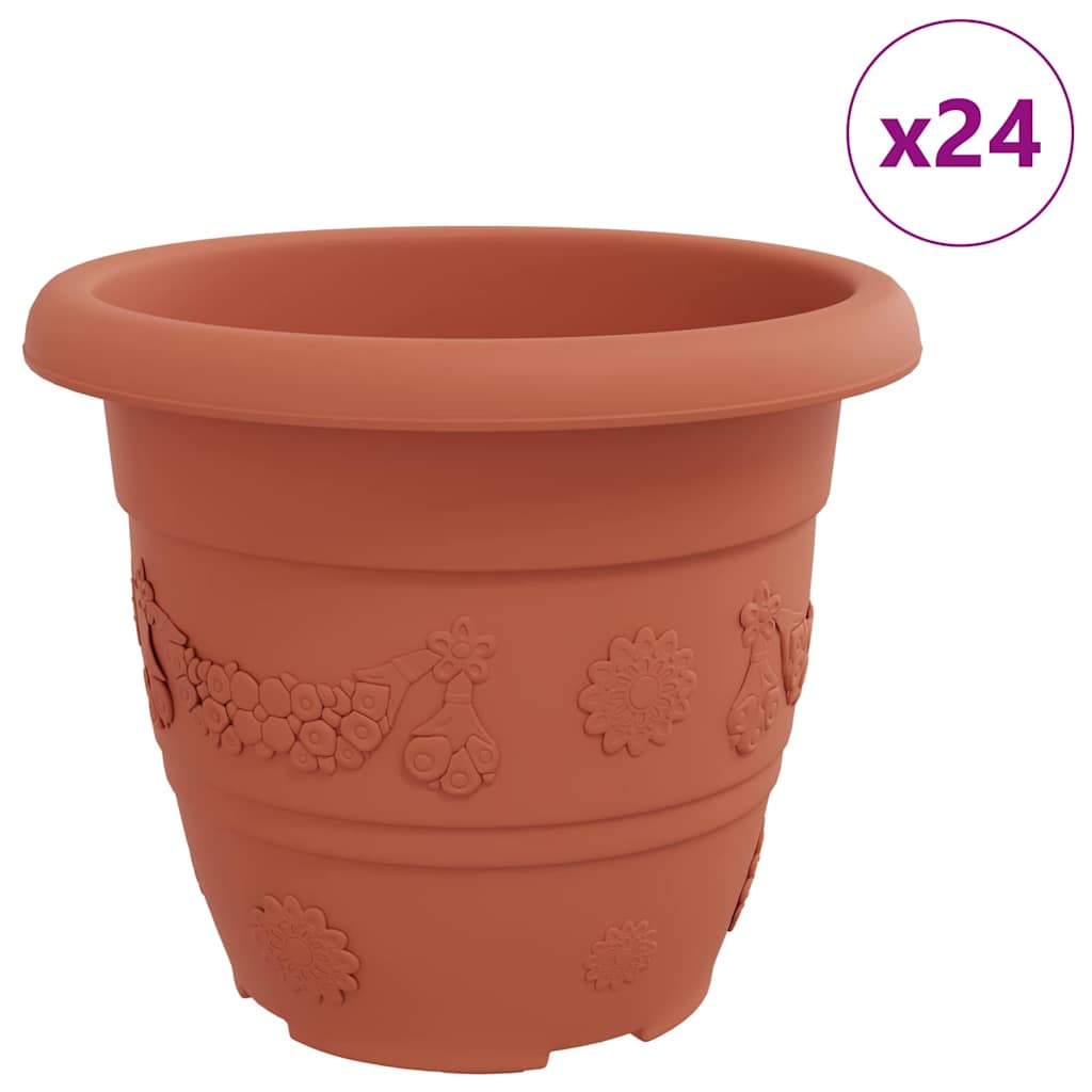 Thumbnail - vidaXL Runder Blumentopf 24 pcs Ziegelrot Ø 26 x 21,5 cm Kunststoff