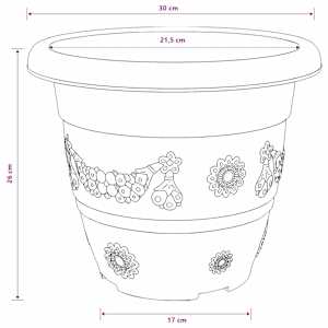 Kulatý květináč 24 pcs Cihlově červená Ø 26 x 21.5 cm Plast - obrázek 9