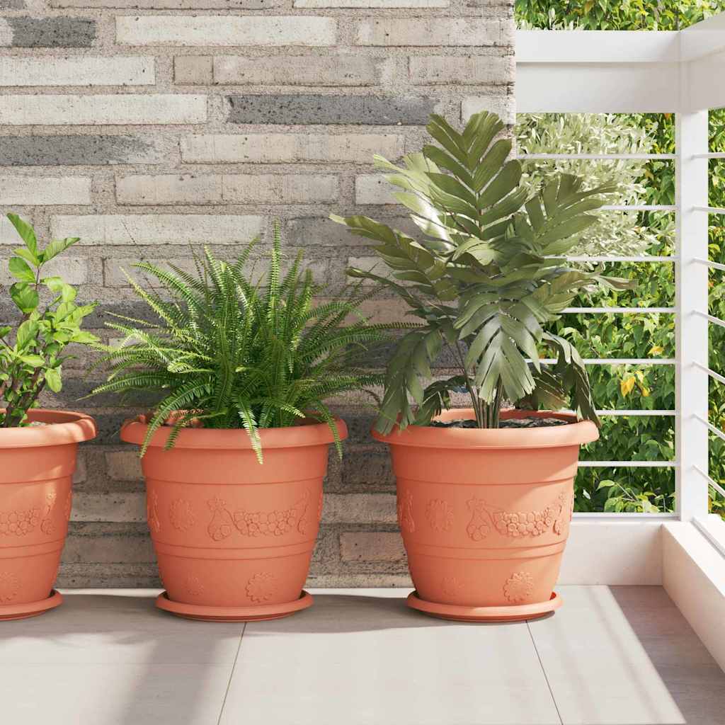 vidaXL Ghiveci rotund pentru flori 24 pcs Roșu cărămidă Ø 34 x 28 cm