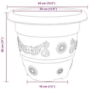 Kulatý květináč 24 pcs Cihlově červená Ø 34 x 28 cm Plast - obrázek 9