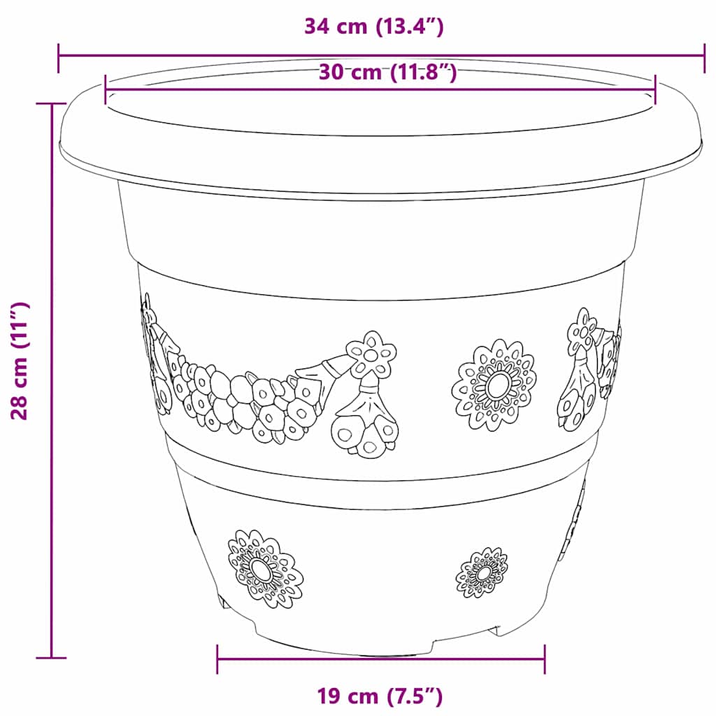 Ronde Bloempot 24 pcs Zwart Ø 26 x 21.5 cm Kunststof image 9