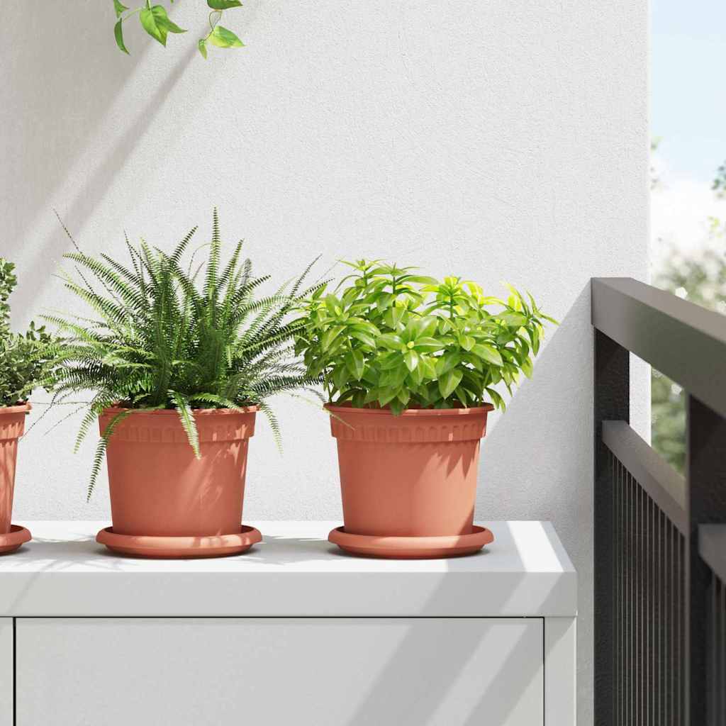 vidaXL Tavă rotundă pentru flori 6 pcs Roșu cărămidă Ø 14 x 2 cm
