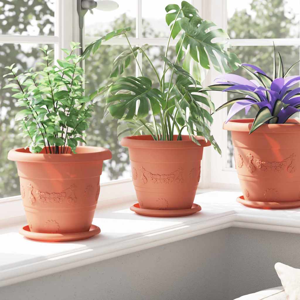 Tavă rotundă pentru flori 6 pcs Roșu cărămidă Ø 14 x 2 cm [3]