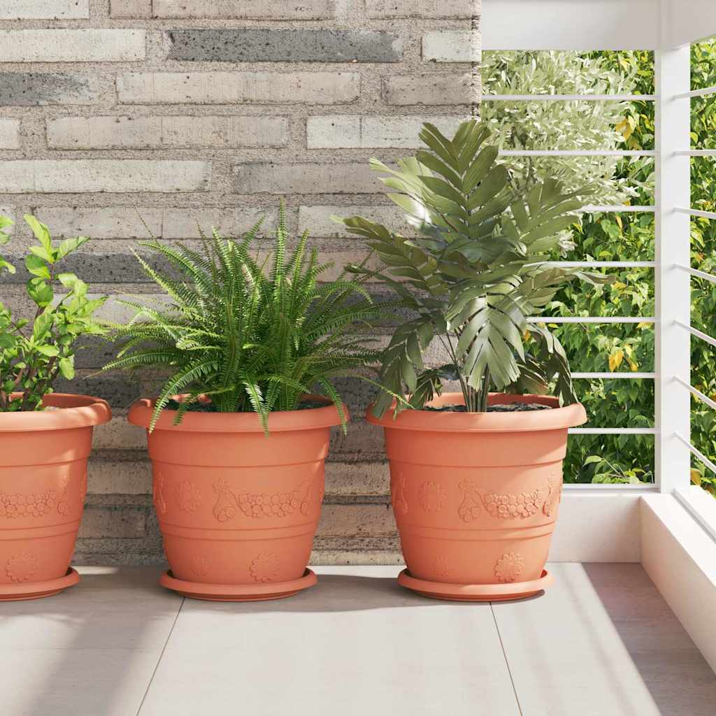 Casă & grădină - Tavă rotundă pentru flori 6 pcs Roșu cărămidă Ø 14 x 2 cm