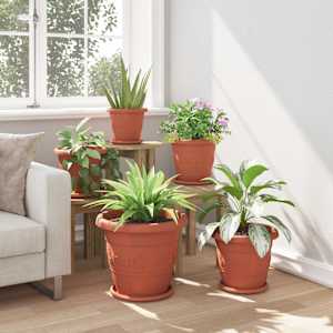 Kruhový květinový tácek 6 pcs Cihlově červená Ø 27 x 2,5 cm - obrázek 4