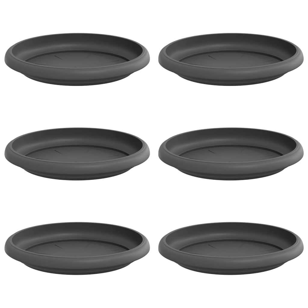 Tavă rotundă pentru flori 6 pcs Negru Ø 14 x 2 cm Plastic [1]