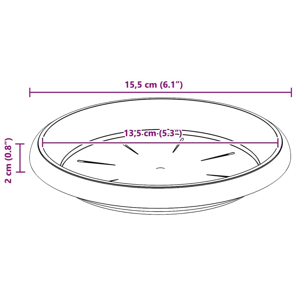 Tavă rotundă pentru flori 6 pcs Negru Ø 14 x 2 cm Plastic [9]