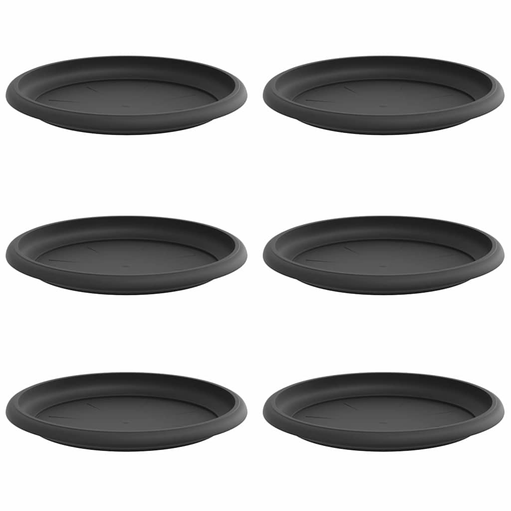 Tavă rotundă pentru flori 6 pcs Negru Ø 14 x 2 cm Plastic [1]