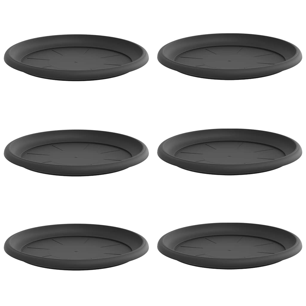 Tavă rotundă pentru flori 6 pcs Negru Ø 14 x 2 cm Plastic [1]