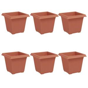 Čtvercový květináč 6 pcs Cihlově červená 16 x 16 x 14 cm Plast - obrázek 2