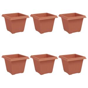 vidaXL Ruutlillepott 6 tk Kohviroosa 20 x 20 x 16 cm Plastmass
