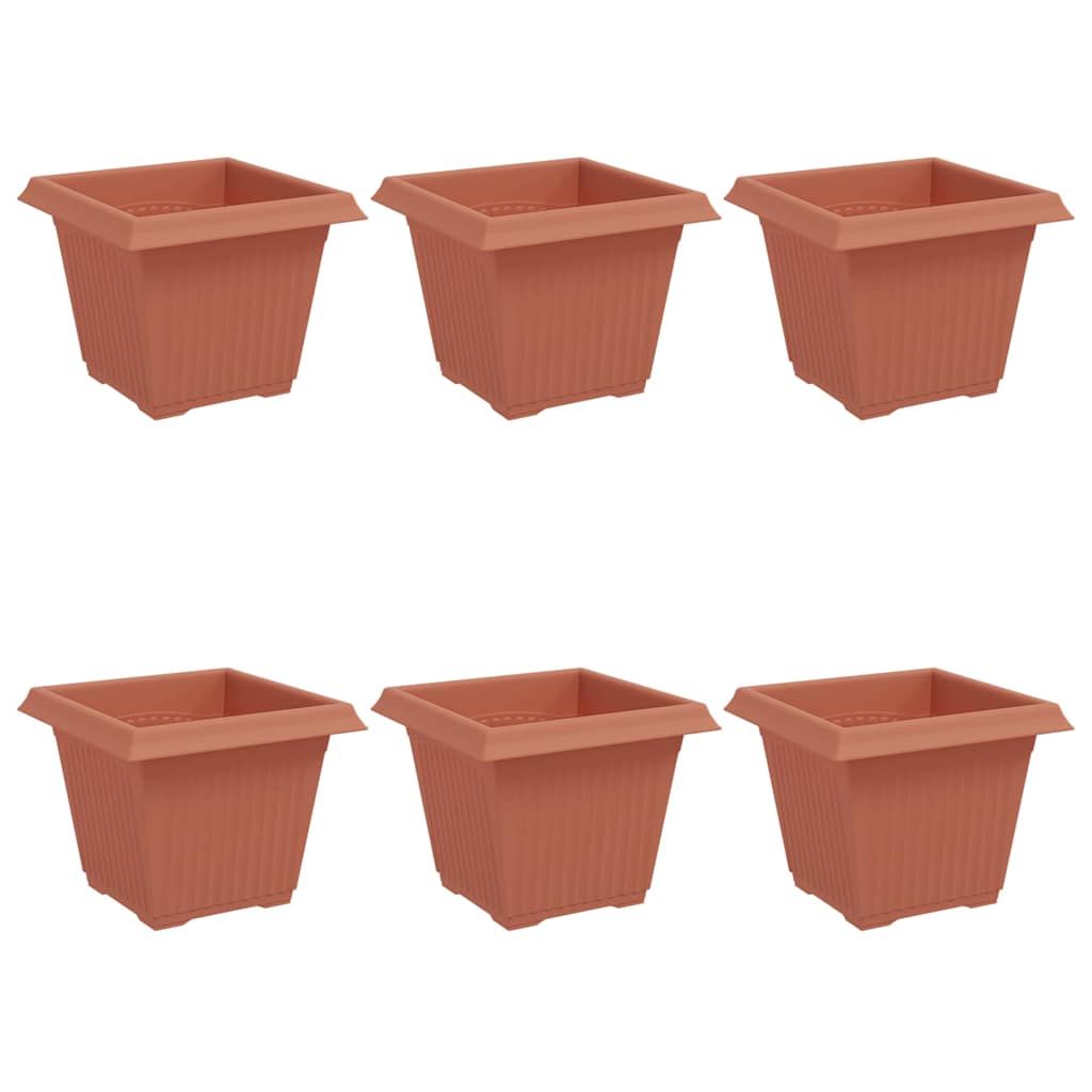 Thumbnail - vidaXL Quadratischer Blumentopf 6 pcs Ziegelrot 20 x 20 x 16 cm