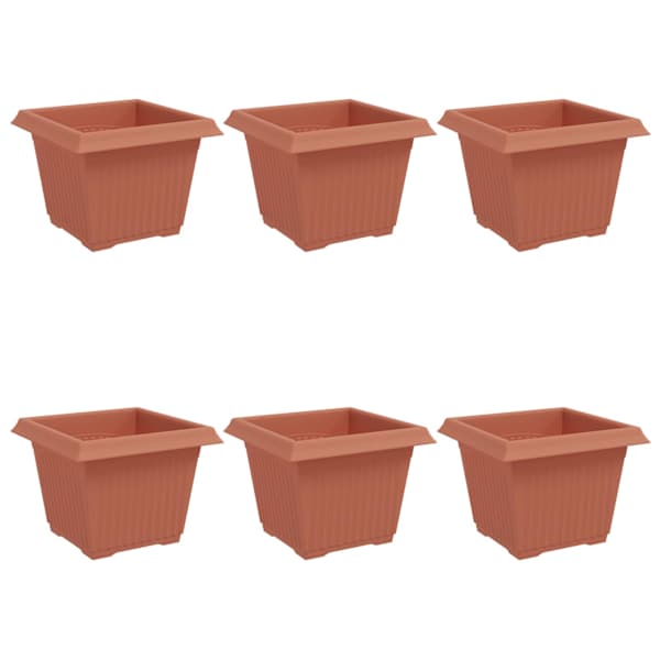 vidaXL Ruutlillepott 6 tk Kohviroosa 23 x 23 x 17,5 cm Plastmass