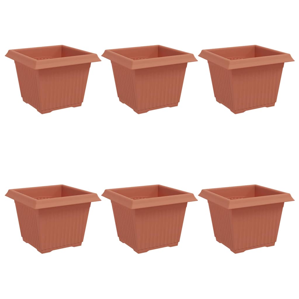 Thumbnail - vidaXL Quadratischer Blumentopf 6 pcs Ziegelrot 23 x 23 x 17,5 cm