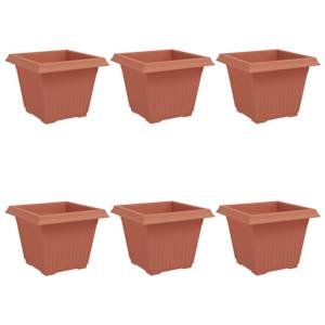 Čtvercový květináč 6 pcs Cihlově červená 28,5 x 28,5 x 22 cm - obrázek 2