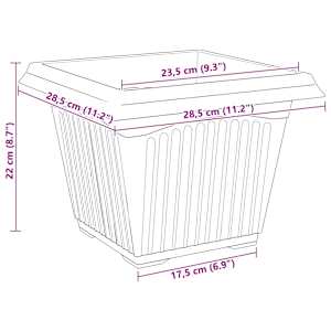 Čtvercový květináč 6 pcs Cihlově červená 28,5 x 28,5 x 22 cm - obrázek 10