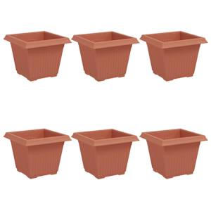 Čtvercový květináč 6 pcs Cihlově červená 33 x 33 x 26 cm Plast - obrázek 2