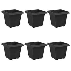 Čtvercový květináč 6 pcs Černá 16 x 16 x 14 cm Plast - obrázek 2