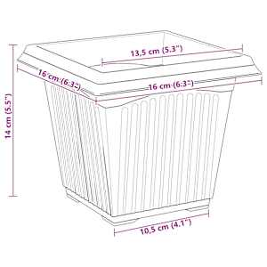 Čtvercový květináč 6 pcs Černá 16 x 16 x 14 cm Plast - obrázek 10