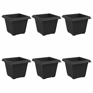 vidaXL Ruutlillepott 6 tk Must 20 x 20 x 16 cm Plastmass