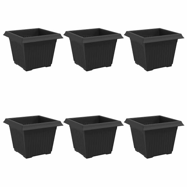 vidaXL Ruutlillepott 6 tk Must 23 x 23 x 17,5 cm Plastmass
