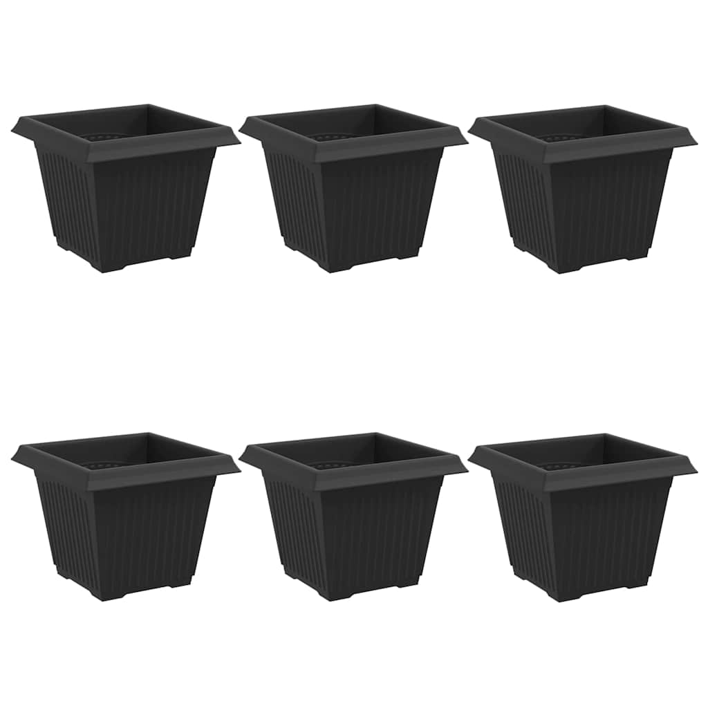 Thumbnail - vidaXL Quadratischer Blumentopf 6 pcs Schwarz 33 x 33 x 26 cm