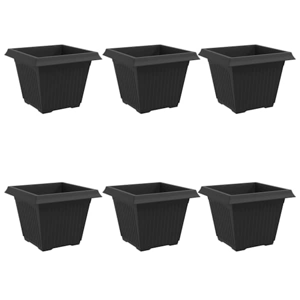 vidaXL Ruutlillepott 6 tk Must 43 x 43 x 33,5 cm Plastmass