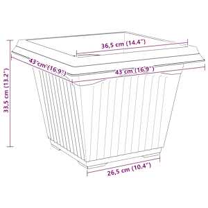 Čtvercový květináč 6 pcs Černá 43 x 43 x 33,5 cm Plast - obrázek 10