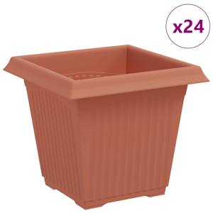 Čtvercový květináč 24 pcs Cihlově červená 16 x 16 x 14 cm Plast - obrázek 2